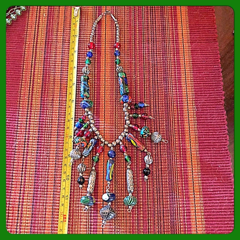 💐VTG Kashmiri Indian Trade Handbeaded Necklace💐 - Picture 5 of 5